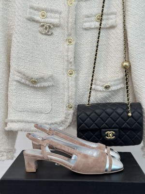 Chanel Suede & Metallic Calfskin Slingback Pumps 2024 011