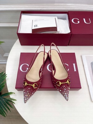 Gucci Women's Erin Gg Crystal Canvas Slingback Flat Red 2025