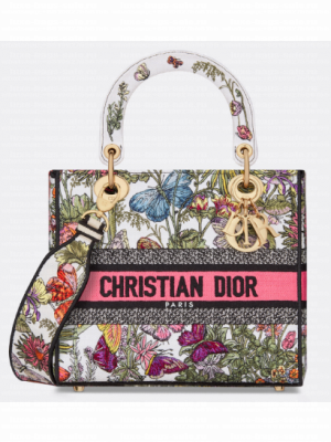 Dior Medium Lady D-Lite Bag White Multicolor Mexico Millefiori Embroidery M0565OEBJ
