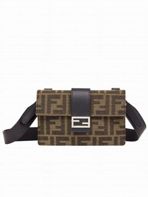 Fendi Baguette Pouch Fabric Bag 7M0295 Black