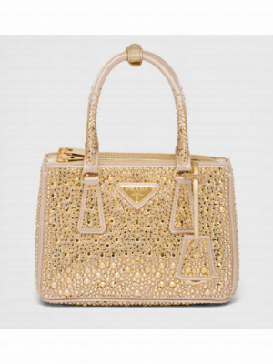 Prada Galleria satin mini-bag with crystals 1BA906 gold
