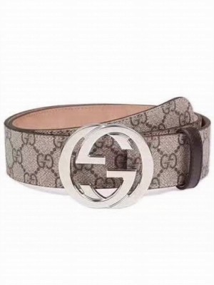 Gucci GG Supreme Belt with G Buckle ‎370543 4cm Width Silver Hardware  