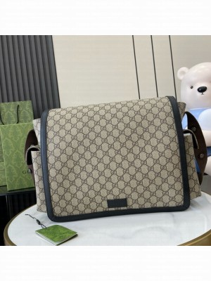 Gucci GG SUPREME MEDIUM DIAPER BAG 495909 Black&Beige