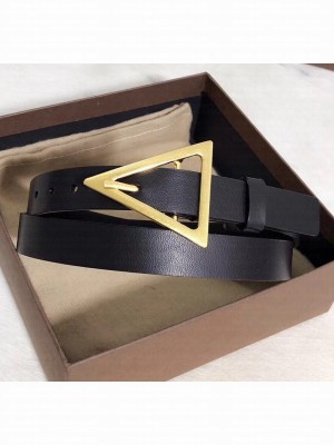 Bottega Veneta Width 2cm Smooth Calfskin Belt With Signature Triangular Buckle Black 2020 Collection