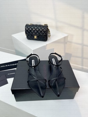 Jil Sander 35mm T-bar leather sandals Black