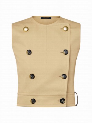 Louis Vuitton Women's Double-Breasted Gabardine Top Khaki