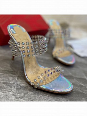 Christian Louboutin Stud Transparent Sandals 10cm Iridescent 2021 Collection