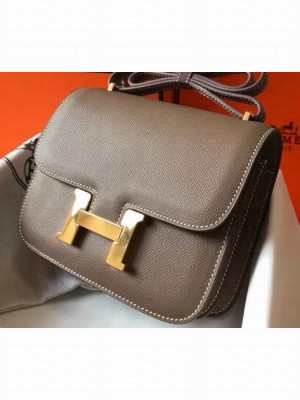 Hermes Constance Mini/MM Bag in Epsom Leather Etoupe with Gold Hardware