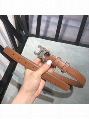 Celine Triomphe Width 2.5cm Belt With Brass Buckle 08