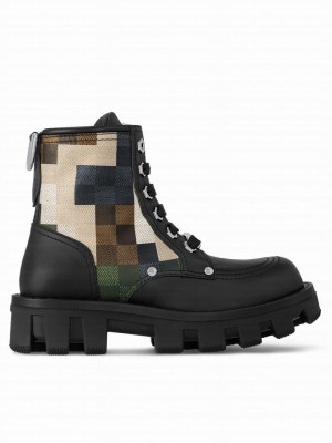 Louis Vuitton Unisex LV Checker Combat Boot 1ACNEW Black