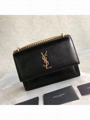 Yves Saint Laurent Calfskin Leather Shoulder Bag Y542206B black