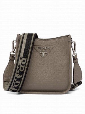 Prada Leather Mini Shoulder Bag Gray