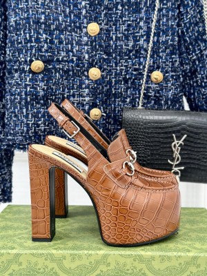 Gucci 5cm Platform 13.5cm Heel Slingback Pumps with Horsebit 03
