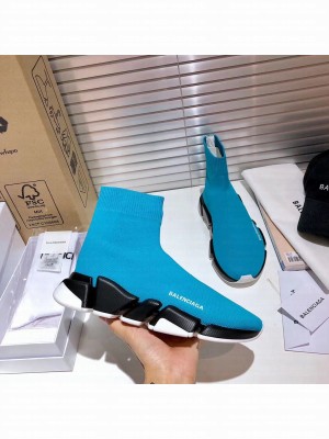Balenciaga Unisex Speed 2.0 Knit Sock Sneakers Blue 013 2021 Collection