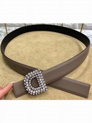 Dior Width 3cm Crystal D Buckle Belt Camel