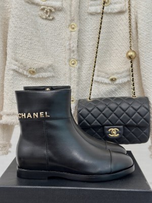 Chanel Calfskin  Ankle Boots  Black 2024