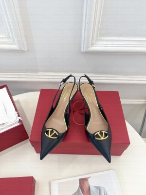 Valentino Garavani The Bold Edition Vlogo Slingback 60mm Sandals In Black Calfskin 2025