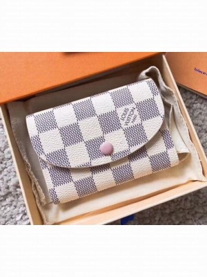 Louis Vuitton Damier Azur Canvas Envelop Rosalie Coin Purse M62361 Pale Pink 