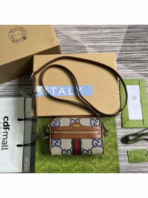 Gucci Ophidia GG mini bag 517350 Sapphire blue&brown