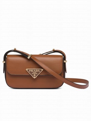Prada Leather Shoulder Bag 1BD339 Coffee