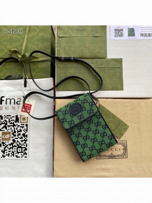 Gucci Marmont Phone Holder Bag 26cm 657582 Canvas/Calfskin Leather Spring/Summer 2021 Collection, Green Multicolor