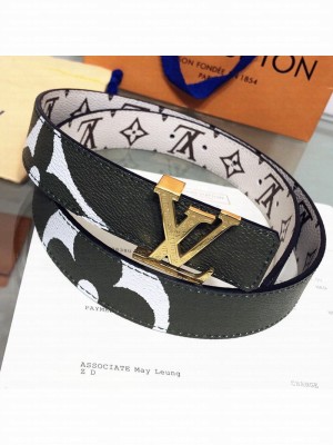 Louis Vuitton Giant Monogram LV Iconic 30mm Reversible Belt M0151U Khaki Green/Gold 2019 Collection