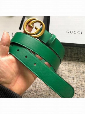 Gucci Calfskin Belt 30mm with GG Buckle Green/Gold 2020 Collection