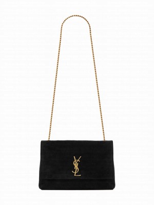 Saint Laurent Reversible Medium Kate In Suede Black