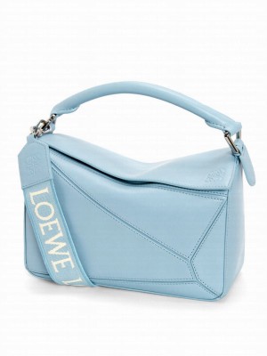 Loewe Small Puzzle Bag In Satin Calfskin Blue
