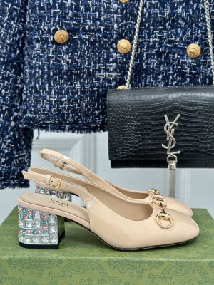 Gucci Horsebit 6.5cm With crystals Slingback Pump 2024 Beige
