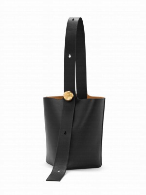 Loewe Medium Pebble Bucket Bag In Mellow Calfskin Black