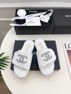 Chanel CC Logo Towel Slide White 2025
