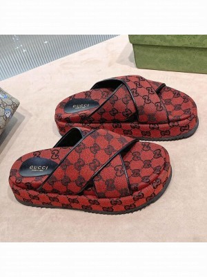 Gucci GG Canvas Platform Sandal 663666 Red 2021 Collection
