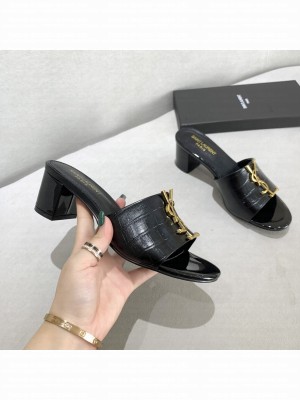 Saint Laurent YSL Stone Embossed Leather Mules 5cm 02 2021 Collection