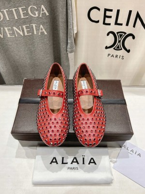 Alaïa BALLET FLATS IN STRASS LAMBSKIN Red 2025