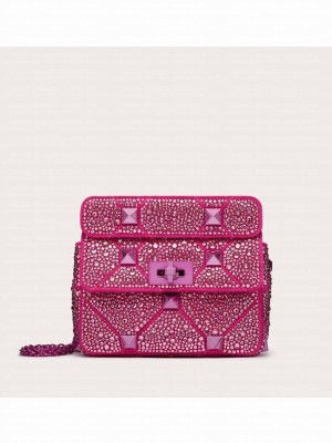 VALENTINO GARAVANI small Roman Stud soft sheep leather chain shoulder bag 2288 rose