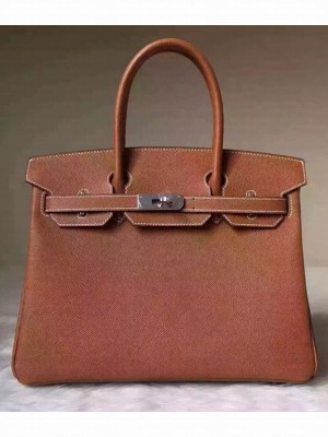 Hermes Birkin 30/35 Bag In Original Epsom Leather With Gold/Silver Hardware Brown