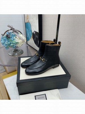 Gucci Women's Black GG Horsebit  Ankle Boot 2021 Collection
