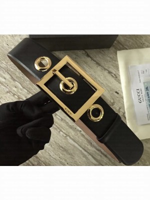 Gucci Width 4.8cm Leather Belt Black With Square Buckle