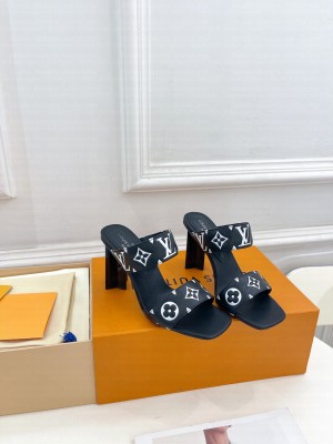 Louis Vuitton Silhouette 8.5cm in Monogram Leather Black Slide Mule 2023 