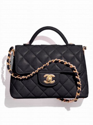 Chanel Small Flap Bag With Top Handle AS5355 Black