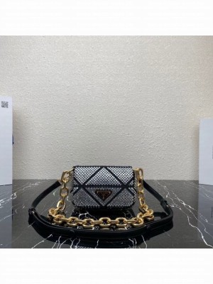 Prada Satin mini-bag with crystals 1BD329 black