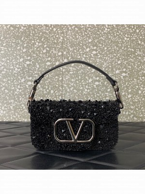 VALENTINO V-logo MINI LOCO sequin and leather bag WA0K53-9