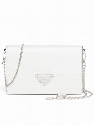Prada Brushed Leather Shoulder Bag 1BD307 Cream