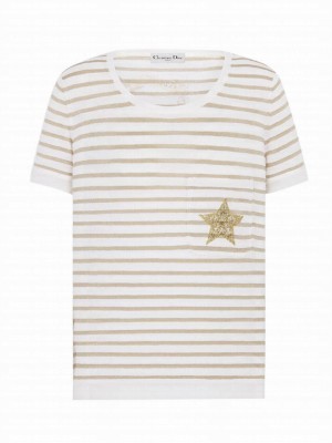 Christian Dior Women's Mariniere Short-Sleeved Top Yellow
