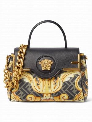 Fendi Fendace La Medusa Medium Handbag Black
