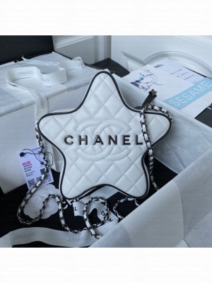 Chanel 24C Star Handbag - Lambskin & Guns-Tone Metal AS4579 White