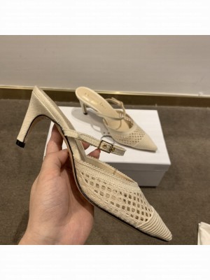 Christian Dior Capture Heeled Mule Gold-Tone Metallic Mesh Cannage Embroidery and Strass 2022 Collection