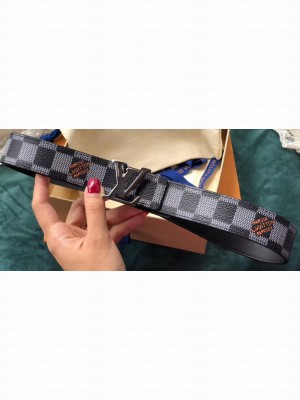 Louis Vuitton Width 3cm LV Initiales Belt Black/Gray/Silver