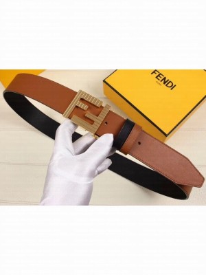 Fendi FF Buckle Calfskin Reversible Belt Black/Brown/Gold